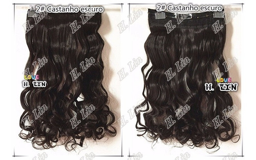 Cabelo Tic Tac 60cm Cor 2 Castanho Kit 2 Apliques + 1 Franja