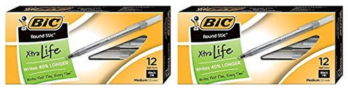 Bic Round Stic Clásico Bolígrafo, Medio Punto (1,0 Mm) -negr