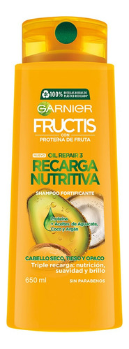  2 Pzs Garnier Shampoo Recarga Nutritiva Fructis 650ml