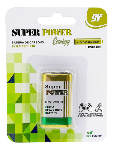 10pcs Bateria 9v Pilha Super Power Em Blister Original Nova