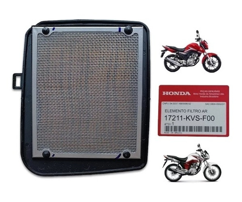 Filtro De Ar Moto Titan 150 Fan 150 2014 2015 Original Honda