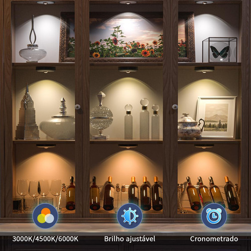 3 Luminárias Holofote De Led Sem Fio Para Exposições Quente E Frio Iluminação Ambiente 10w