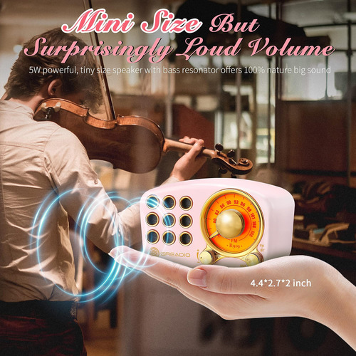 Altavoz Bluetooth Retro, Radio Fm Greadio Vintage Con Estilo