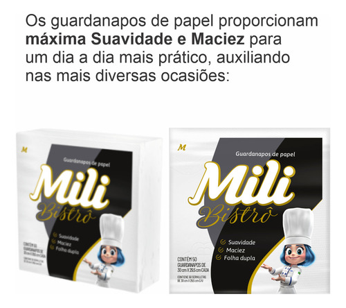 Guardanapo Mili Bistro Folha Dupla 30x29,5cm- 24 Pactes C/50