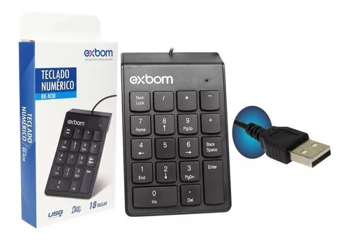 Teclado Numérico Com Fio Usb 1 25 Metros 18 Teclas Pequeno