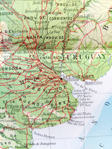 Antiguo Mapa Argentina 1930 Ferrocarriles Territorio Andes (Usado)