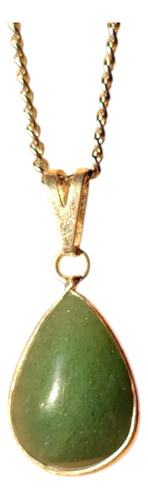 Collar Dije Cuarzo Rosa Amatista Obsidiana Mini Gota +cadena Cuarzo Verde