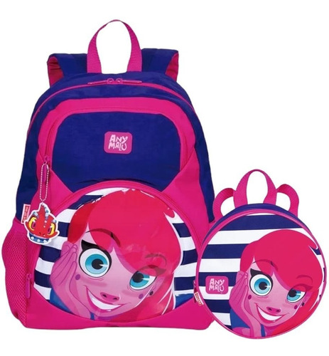 Mochila Infantil Costas Escolar Any Malu Grande Lancheira 