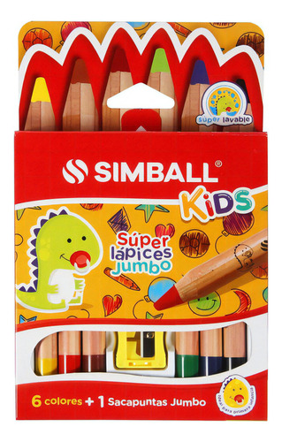 Súper Lápices Jumbo X 6 Colores Simball Kids