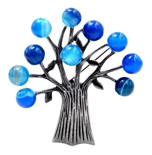 Collar Vintage En Forma De Arbol Con Esferas Color Azul