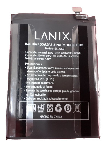 Batería Lanix 100% Original Para Alpha 3v Modelo Bl-a25ct 