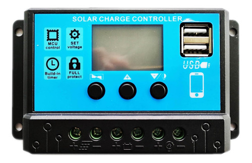 Controlador De Carga Solar 30a Pwm 12v 24v Bateria Detectar 