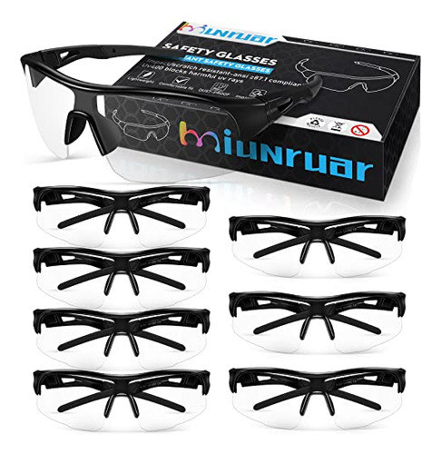 Miunruar 8 Pack Clear Safety Glasses For Men Ansi Z87.1+ Pro