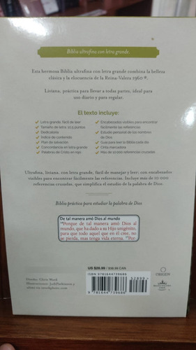 Biblia Rvr60 Piel Verde Con Flores 10.5