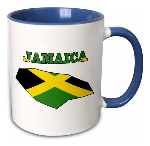 3drose Mug__6 Bandera De Jamaica En El Mapa De Contorno Y La