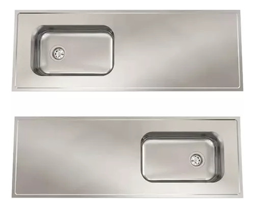Mesada Cocina Johnson Acero Inoxidable 160x52 Cm Con Bacha Simple - Reversible Derecha O Izquierda