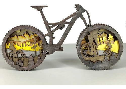 Figura Decorativa Bicicleta Ciclismo Paisaje En Madera