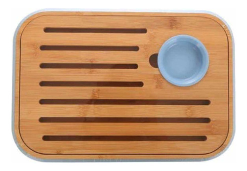 Tabla Para Cocktail De Madera Con Pocillo Celeste