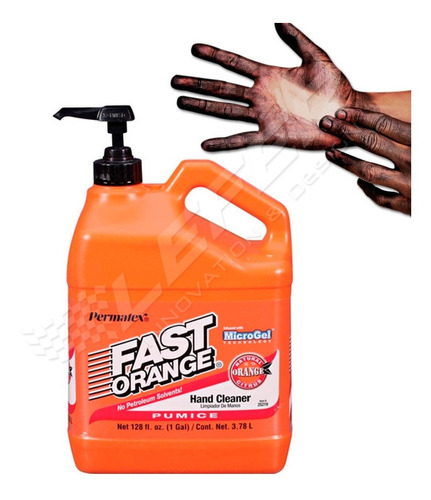 Fast Orange Limpia Manos Remueve Tinta Aceite Grasa 3.78 Lts