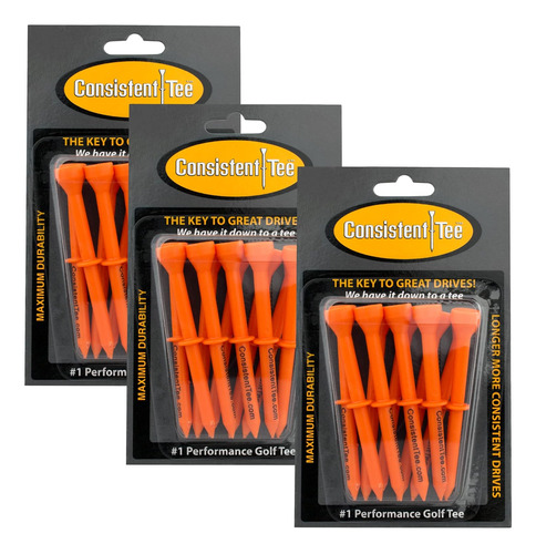 Pack De 3 Tees De Golf De 3 1/4  - Naranja