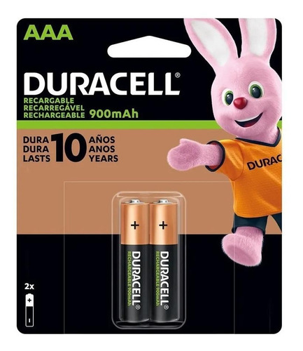 Pilha Aaa Duracell Recarregavel Dx2400 Cilíndrica Kit De 2un