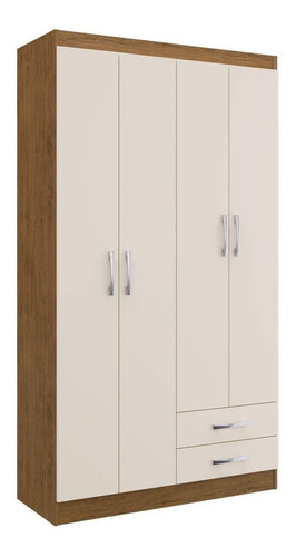 Guarda-roupa Doripel Treviso 104 cor off white/nogal de mdp com 4 portas  de dobradiças