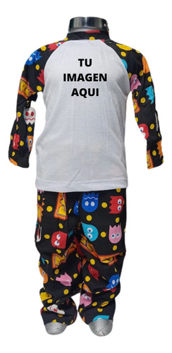 Pijama Infantil Personalizada Diseño Pacman Talla 12 +regalo