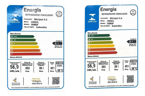 Geladeira Consul Crm53fk Frost Free Duplex 451l