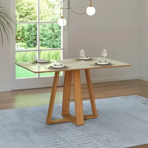 Mesa De Jantar Mdf 4 Lugares 135cm Off White/freijó