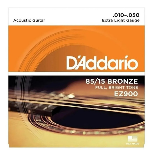 Daddario 85/15 Bronze Ez900 Encordado Acústica .010