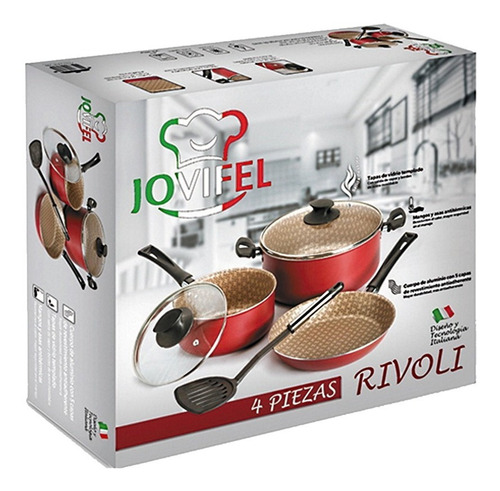 Imagen 1 de 10 de Bateria 4 Piezas Set De Ollas Cocina Antiadherente Jovifel