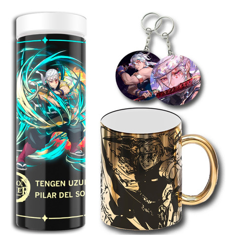 Termo Digital Té + Taza + Llavero Demon Slayer Kny Variedad