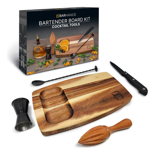 Juego De Barra De Mezcla De Cóctel Con Jigger, Tabla De Cort