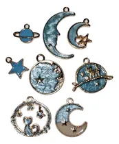 Comprar 8 Dijes Gato, Luna  Celestial Pendientes, Collar, Pulsera