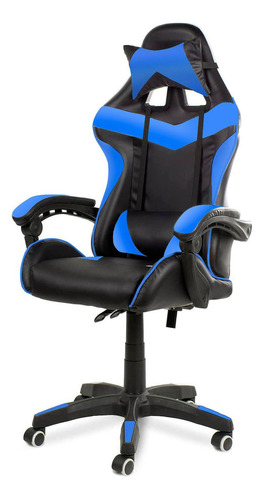 Silla Gamer Ergonómica Urban Design, Reclinable 135° Color Azul Oscuro Material Del Tapizado Tela Vinipiel