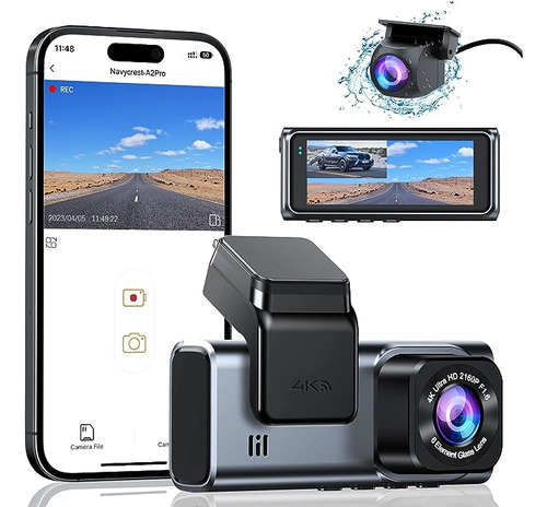 Cámara De Tablero Frontal Y Trasera 4k+1080p Wifi Dashcams C