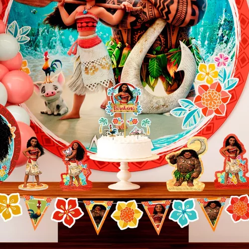 Topo de bolo decoração festa Moana aniversário perfeiro EVA