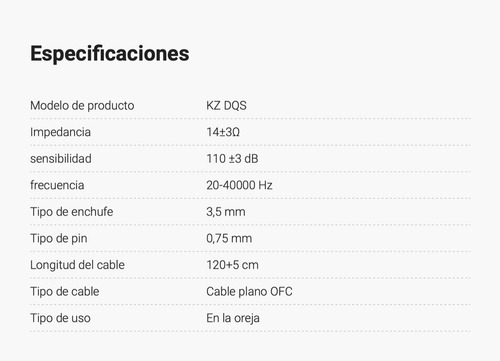Imagen 4 de 10 de Auriculares In Ear Kz Dqs 1dd Cable Ofc Con Microfono