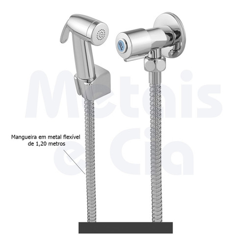 Ducha Higiênica Luxo Em Metal 1/4 Volta Cromado C65
