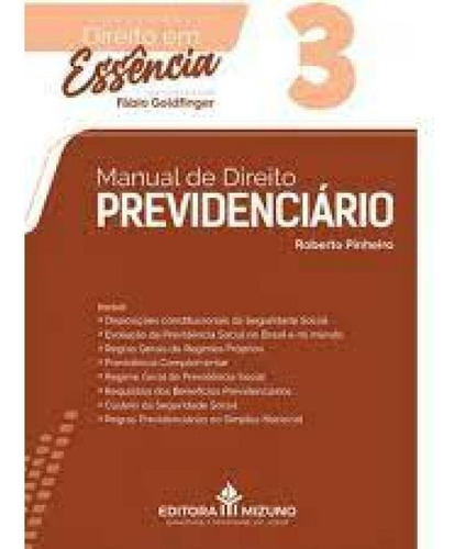 Manual De Direito Previdenciário, De Roberto Pinheiro. Editora Jh Mizuno, Capa Mole Em Português