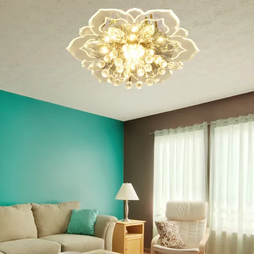 Lámpara Colgante Moderna De Cristal De Loto Led De 9 W