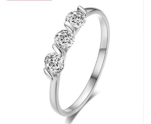 Imagen 7 de 10 de Anillo Compromiso Bañado Plata Zirconia Valentine