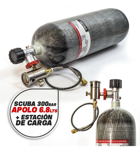 Scuba Fibra De Carbono - 300bar - 6.8lts + Estacion De Carga