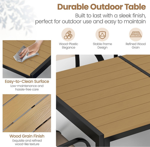 Excelente Juego De Comedor Para Patio Beige 7 Pcs..