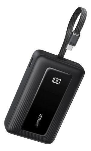 Power Bank Anker Zolo 20000mAh 30W, con Cable Tipo‑C Integrado, Carga Rápida, Compacto y Portátil, Compatible con iPhone (Serie), Xiaomi, Motorola y Samsung Galaxy S24/S23/S22/S21 – Color Negro