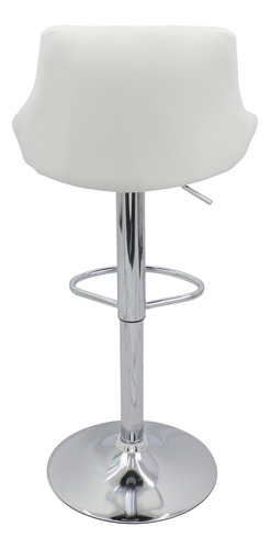 Taburete de bar Milano Carmel, cómodo taburete de cocina alto con ajuste, acabado con estructura de metal, color: blanco, blanco