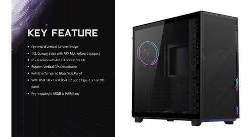 Case Gamer Gigabyte Aorus C400 Glass Rgb Atx 4fans Argb Inc