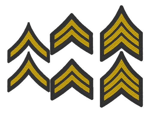 6 Parches Bordados Tipo Militar Negro Y Oro 1, 2 Y 3 Galones