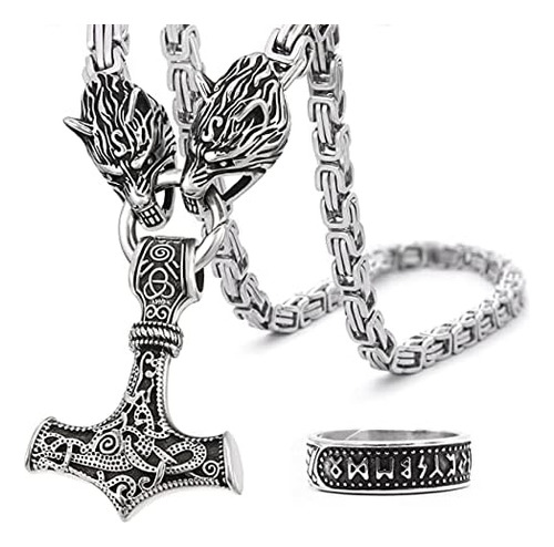 Bavipower Collar Vikingo Mjolnir Para Hombres Con Cadena De