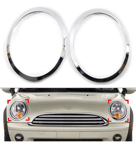 Par De Biseles Faros Mini Cooper Plateados R55 R562007-2013 Plateado Ambos Lados